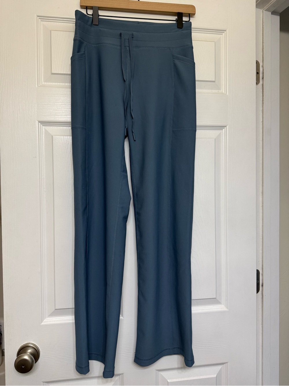 Women's Drawstring Track Pants in Dusty Blue